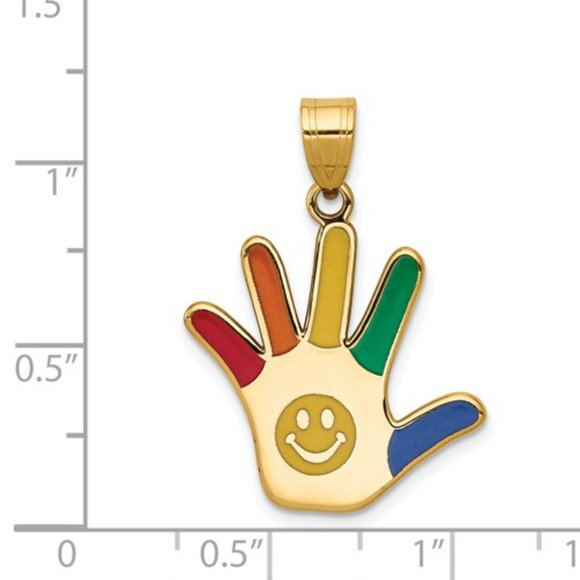 14k Yellow Gold Autism Handprint Necklace Charm Pendant enameled Various Designs - Picture 5 of 6